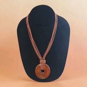 Vintage Cookie Lee Cooper And Carnelian Necklace, 16 In Total Length